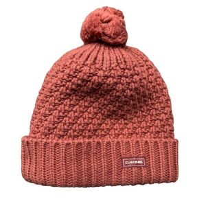 Dakine Beanie Hat Tiffany Pom Port Red Knit Wool Blend Knit Full Fleece Liner